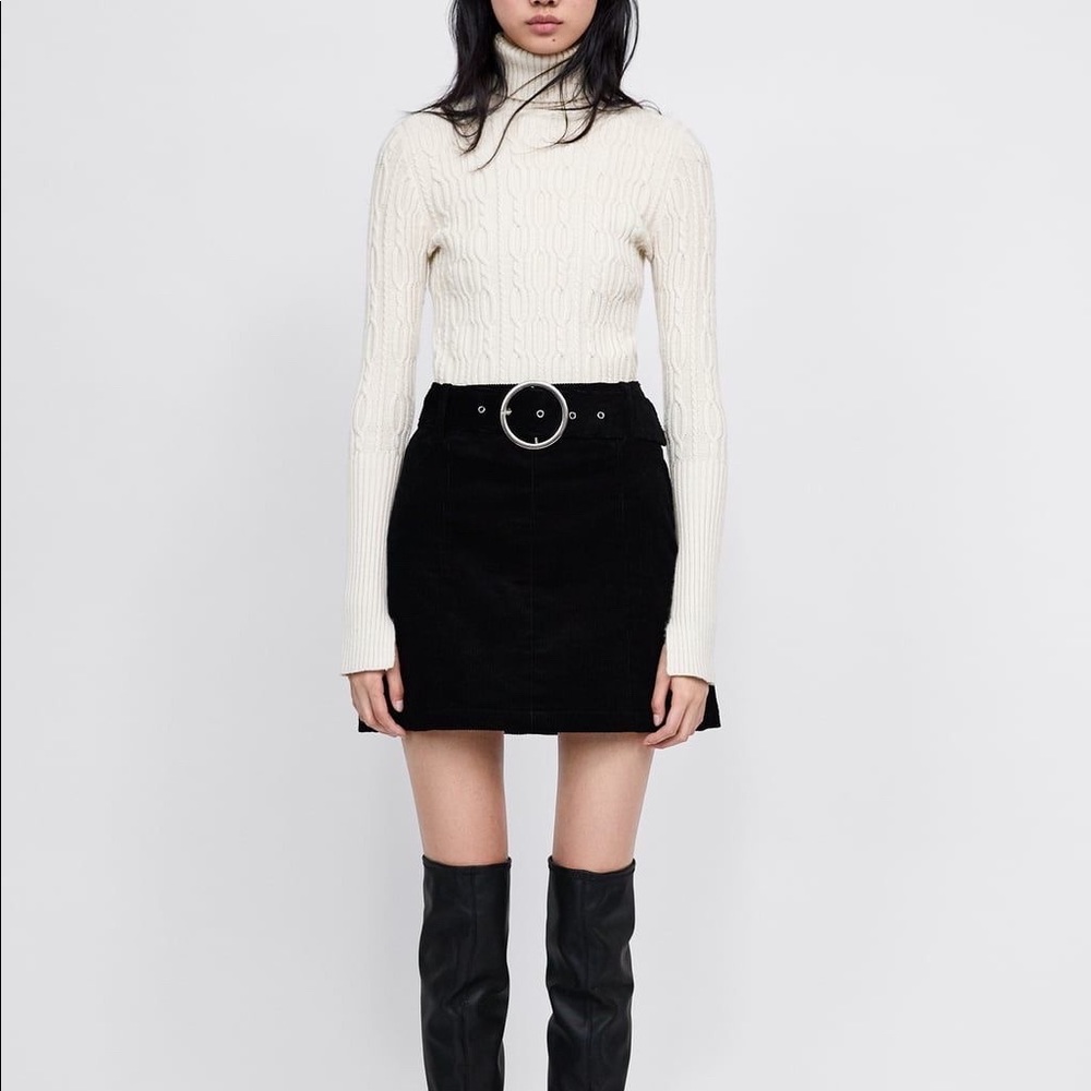 Zara Basic Belted Mini Skirt